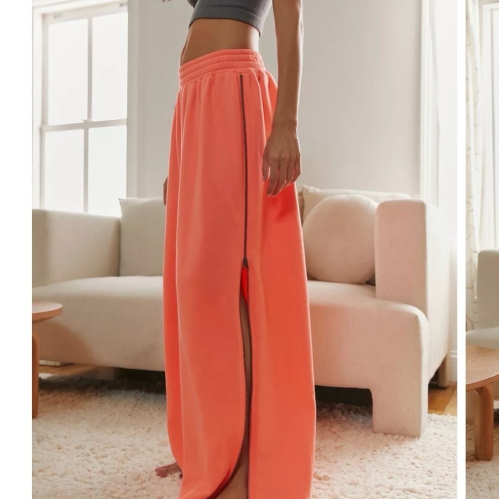 Urban Outfitters Out From Under Zippy Wide Leg Pants ~ XS ~ Heathered Tangerine - Picture 9 of 10